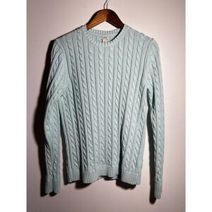 L.L. Bean ladies aqua cable knit sweater Large